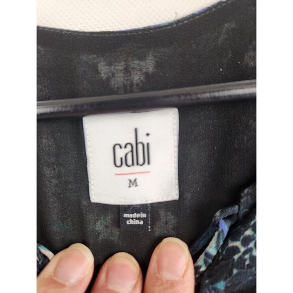 Cabi Blue Printed Chiffon Lace Up Neck #3339 Noel Eternity Dress Medium - Picture 4 of 9